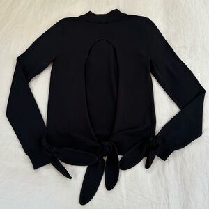 Intermix Open Back Tie Sleeve Hem Long Sleeve Sweater Shirt Small